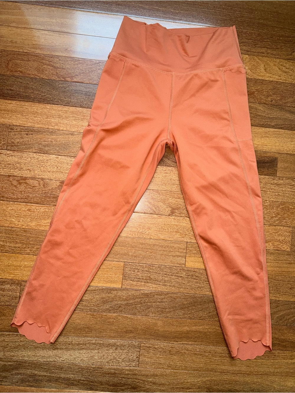 DSG Orange High-Waist Scallop Hem Girls Leggings